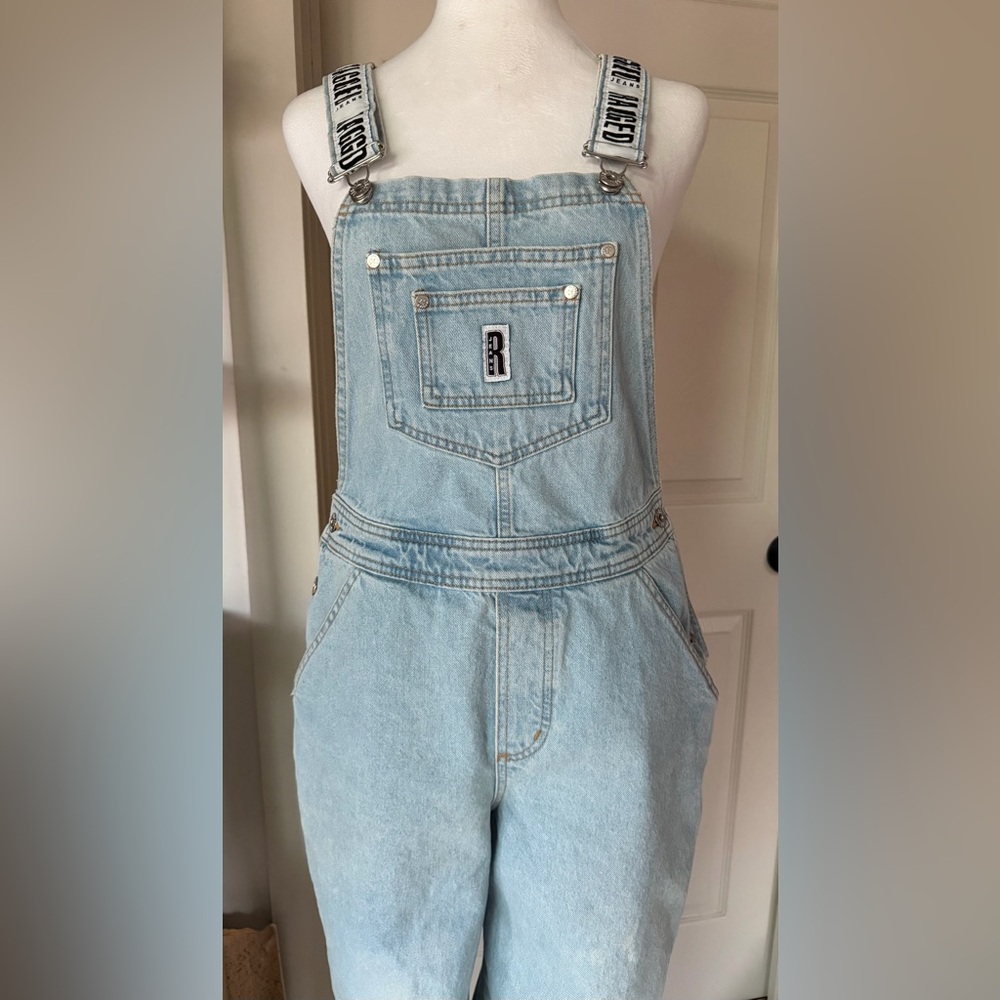 Y2K The Ragged Priest women’s Light Blue Denim overalls sz S - Picture 2 of 11